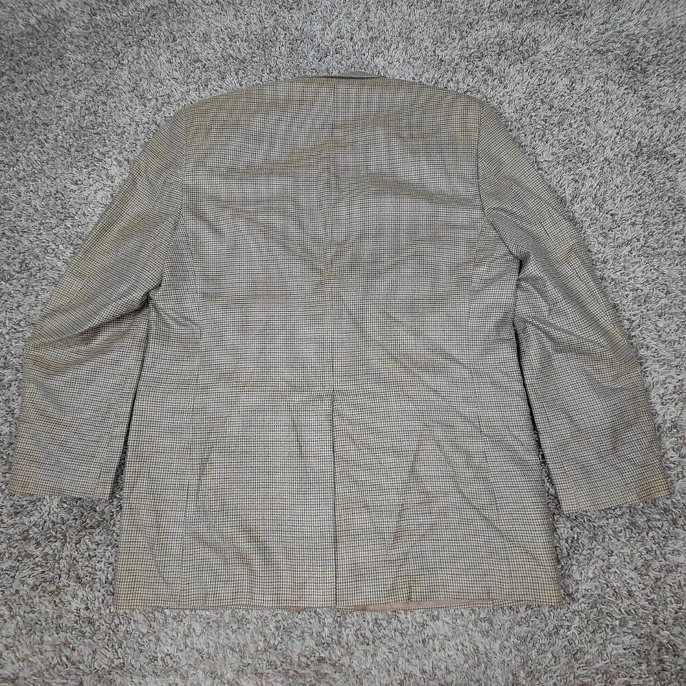 Lauren Ralph Lauren Blazer Mens 43L Tan Houndstooth Silk Wool Two Button Sport